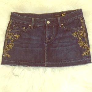 X2 Quality Denim Embroidered Denim Skirt